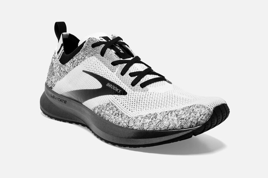 Brooks Israel Levitate 4 Road Running Shoes Mens - White/Black - IKG-084219